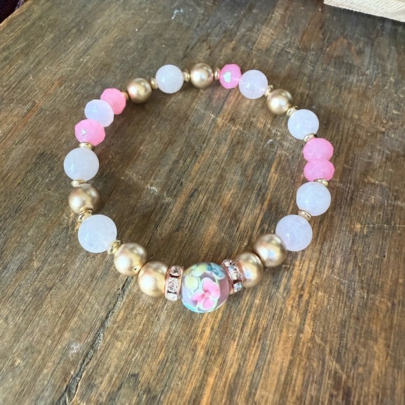 Alquimia Pink and Gold Beaded Bracelet - Picture 1 of 5